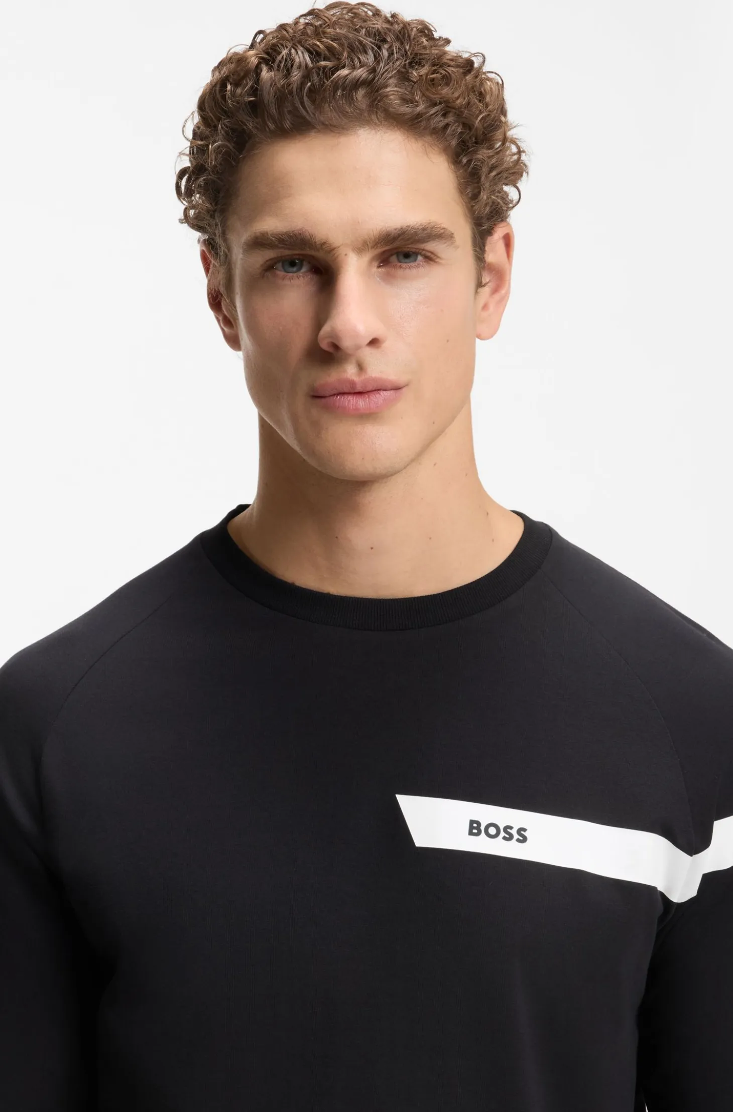 Stretch-cotton T-shirt with logo print