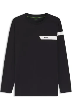 Stretch-cotton T-shirt with logo print
