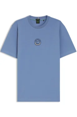Stretch-cotton T-shirt with tennis artwork