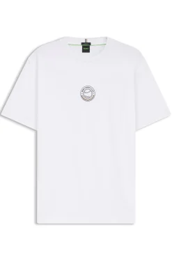 Stretch-cotton T-shirt with tennis artwork