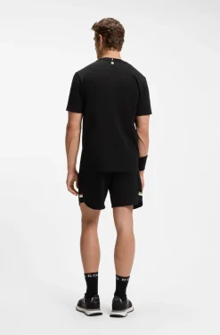 Stretch-cotton T-shirt with tennis artwork