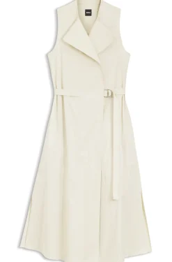 Stretch-cotton wrap dress with adjustable belt