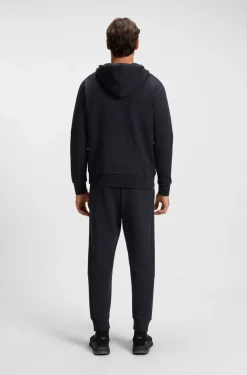 Stretch-cotton zip-up hoodie with stripe insert