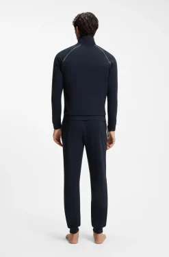Stretch-cotton zip-up jacket with embroidered logo