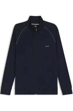 Stretch-cotton zip-up jacket with embroidered logo