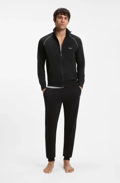 Stretch-cotton zip-up jacket with embroidered logo