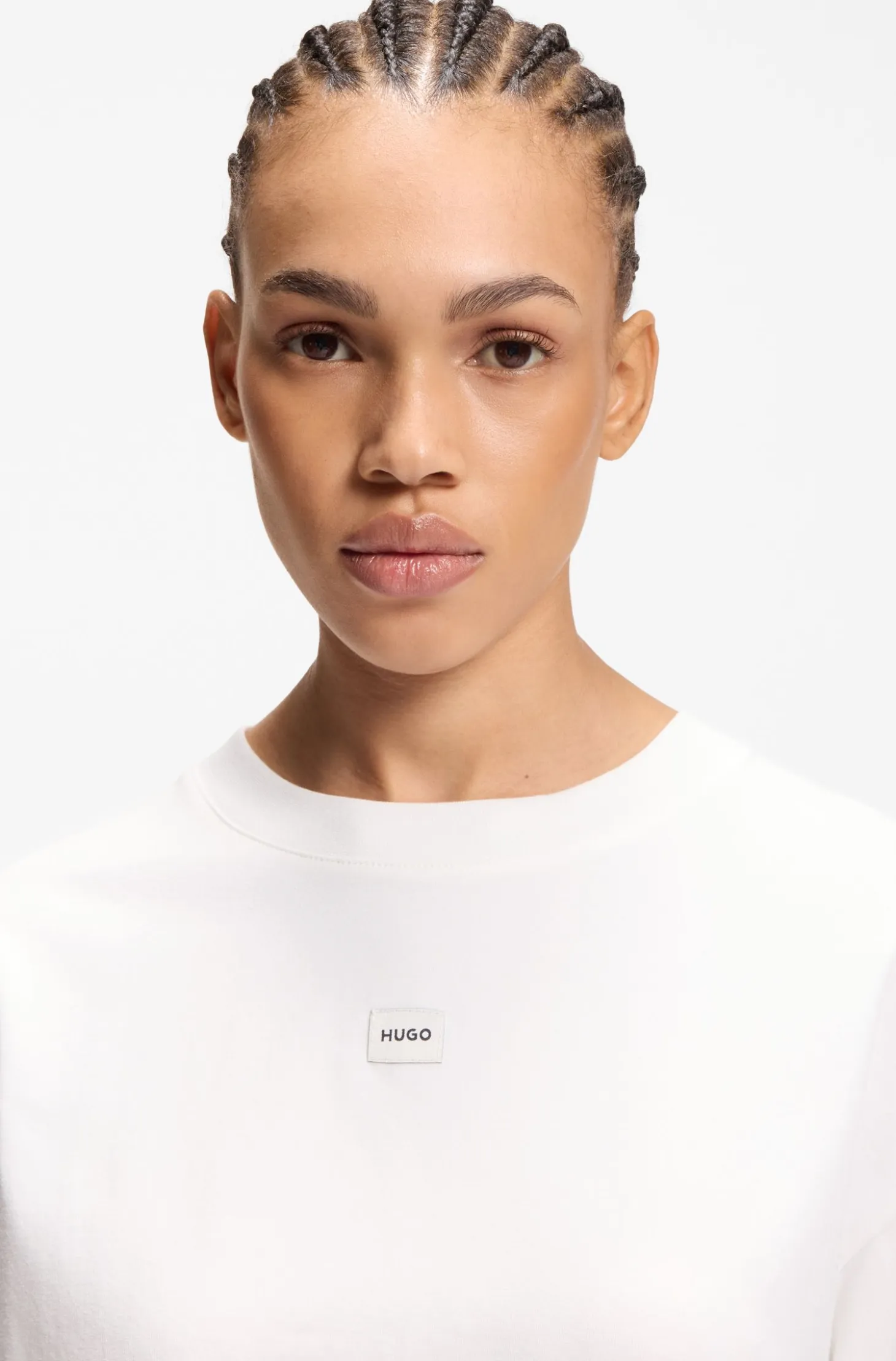 Stretch-fabric loungewear T-shirt with logo label