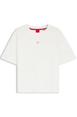 Stretch-fabric loungewear T-shirt with logo label