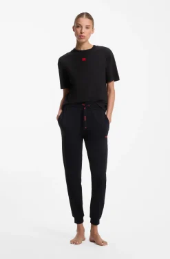Stretch-fabric loungewear T-shirt with logo label