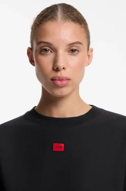 Stretch-fabric loungewear T-shirt with logo label