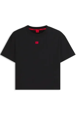 Stretch-fabric loungewear T-shirt with logo label