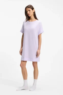 Stretch-jersey night dress with logo print