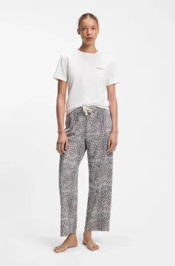 Stretch-jersey pyjama T-shirt with logo print