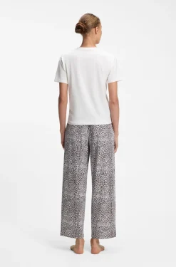 Stretch-jersey pyjama T-shirt with logo print