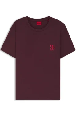 Stretch-jersey pyjama T-shirt with logo print