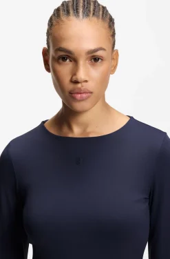 Stretch-jersey top with stacked-logo print