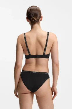 Stretch-jersey triangle bra with logo straps