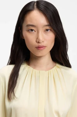 Stretch-silk blouse with gathered details
