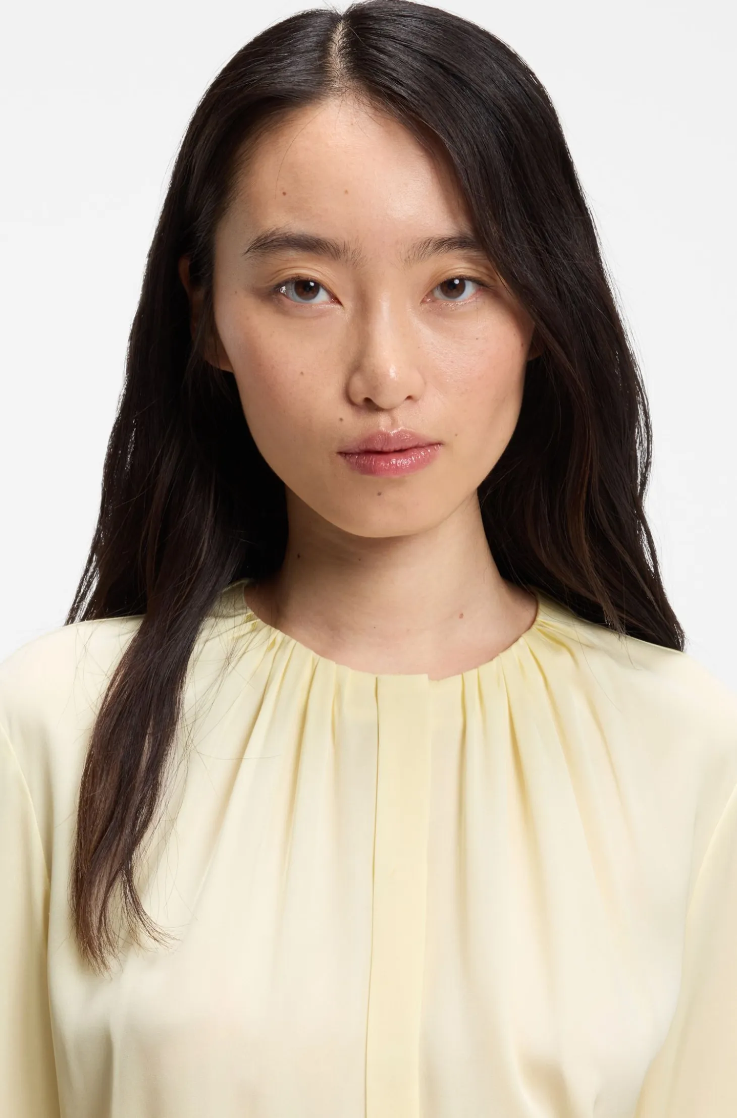 Stretch-silk blouse with gathered details