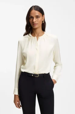 Stretch-silk blouse with gathered details