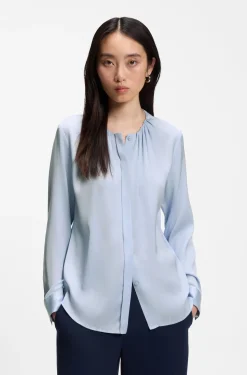 Stretch-silk blouse with gathered details
