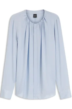 Stretch-silk blouse with gathered details