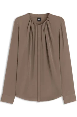 Stretch-silk blouse with gathered details