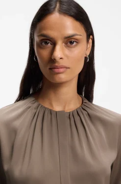 Stretch-silk blouse with gathered details