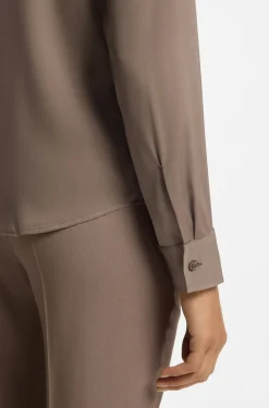 Stretch-silk blouse with gathered details