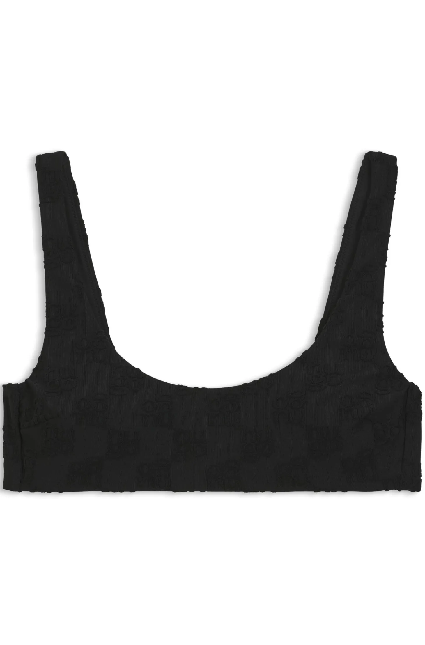 Stretch-terry bikini top with stacked logos