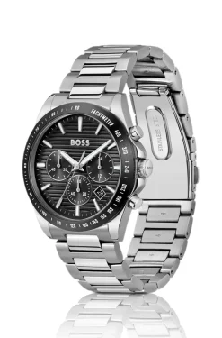 Strike Black-dial chronograph watch with H-link bracelet