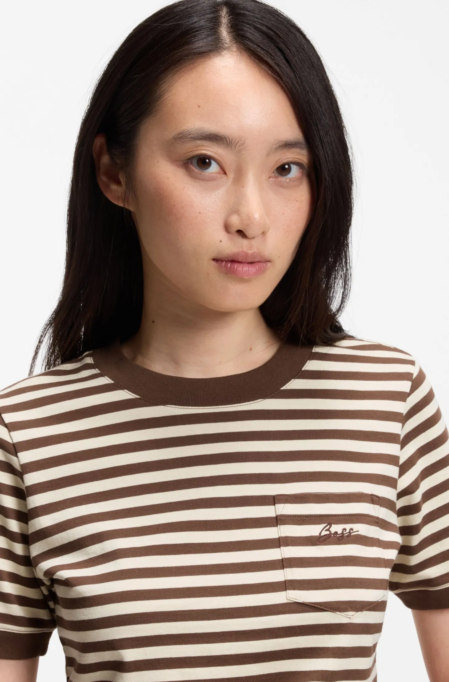 Striped cotton T-shirt with chest pocket