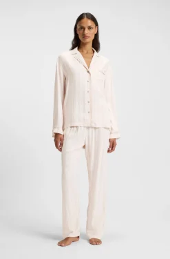 Striped pyjama bottoms with logo trim