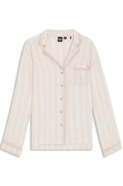Striped pyjama shirt with logo trim
