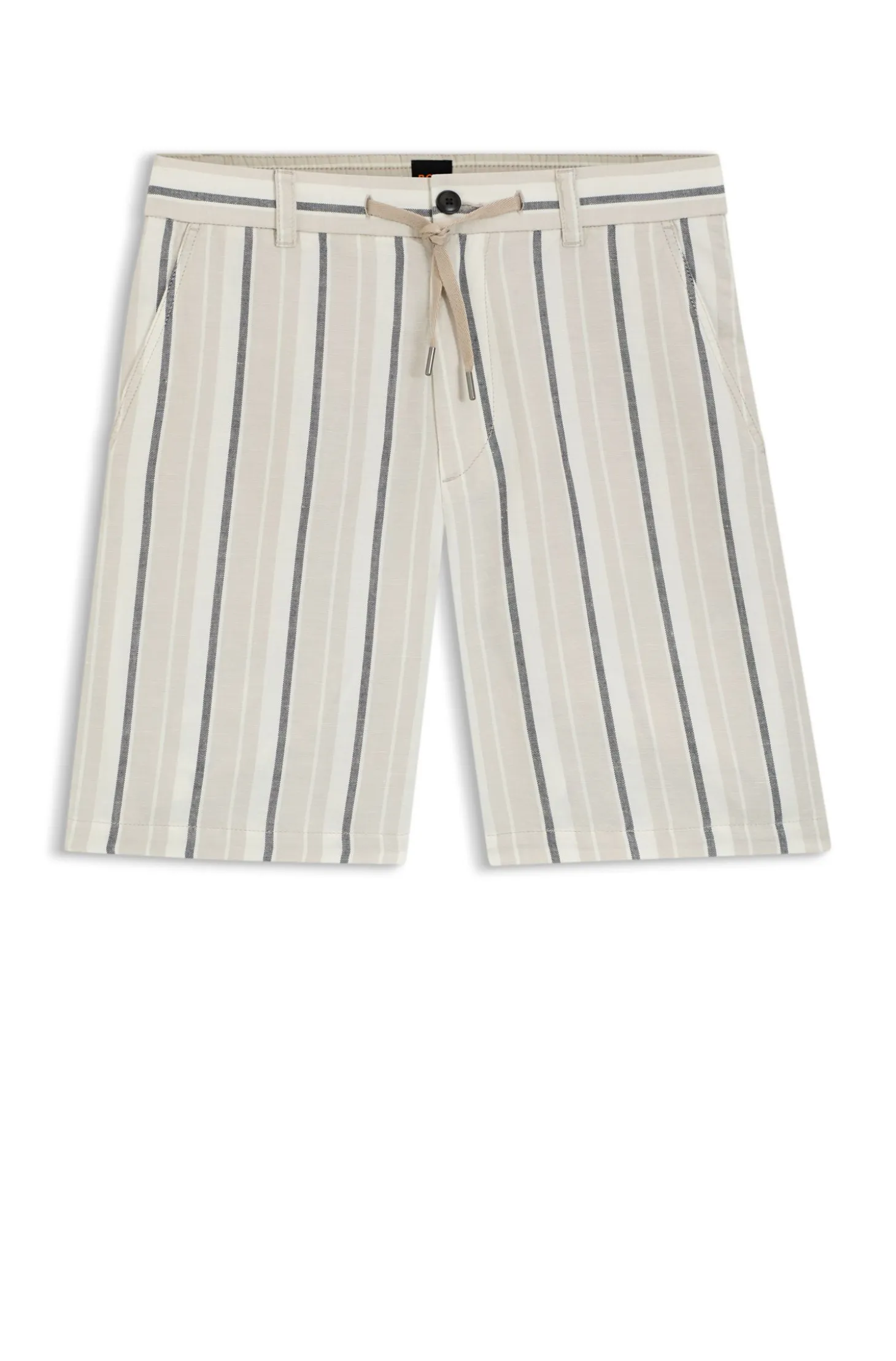 Striped shorts in a linen-cotton blend