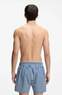 Striped swim shorts with vertical logo