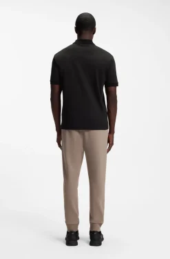 Striped-trim polo shirt in interlock cotton