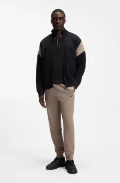 Striped-trim polo shirt in interlock cotton