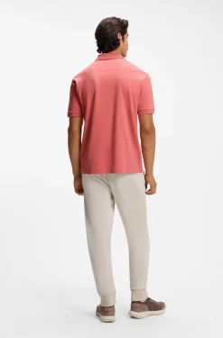 Striped-trim polo shirt in interlock cotton
