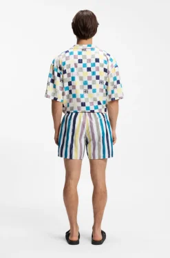 Stripe-print swim shorts in quick-dry fabric