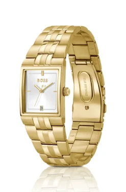 Strivo gold-tone watch with stripe detail