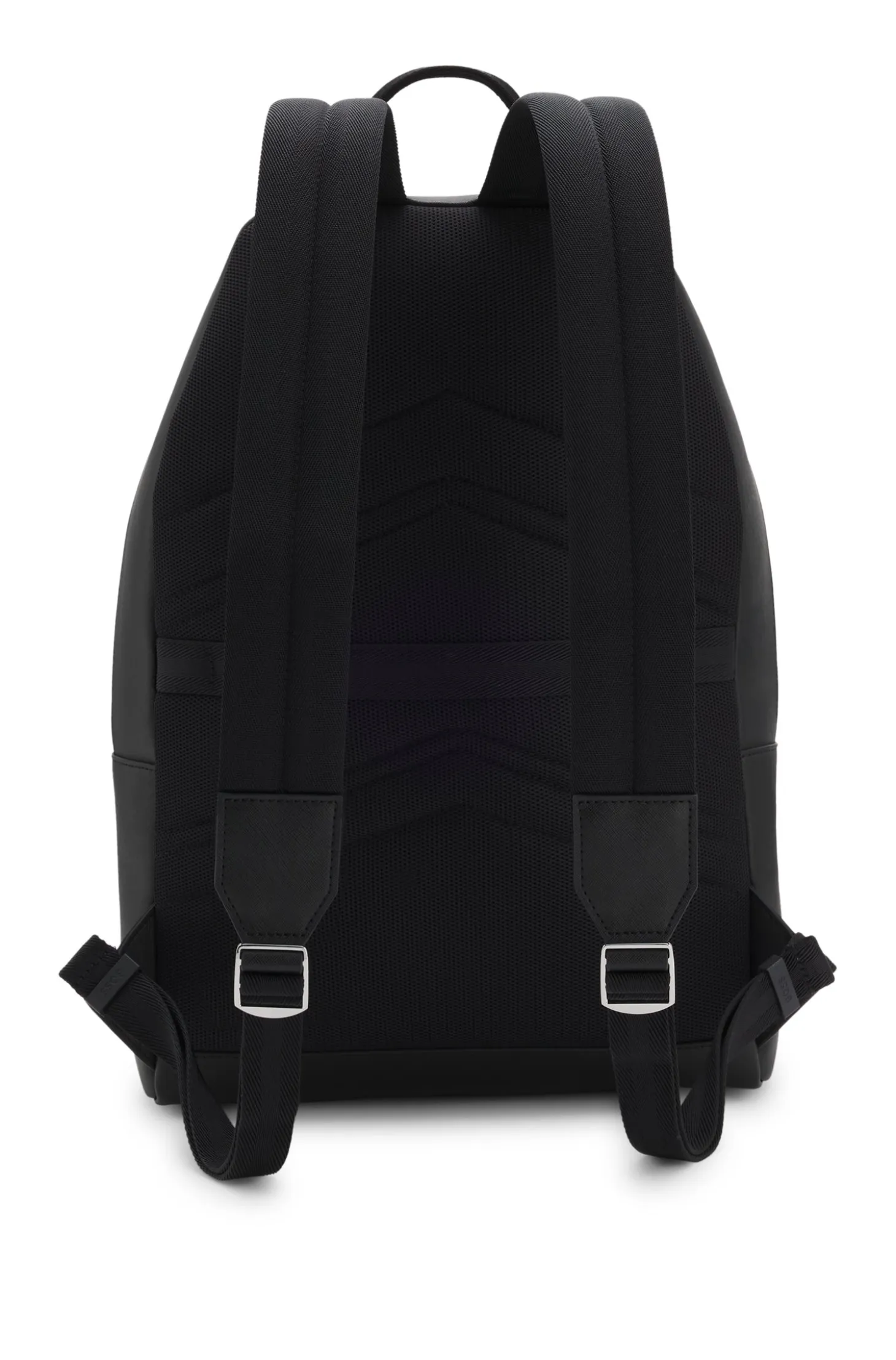 Structured backpack with polished logo lettering