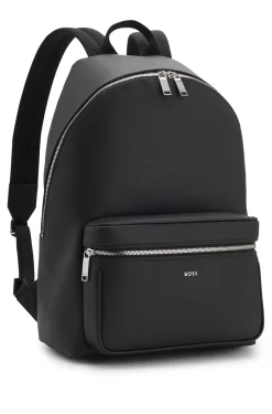 Structured backpack with polished logo lettering