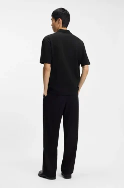 Structured cotton-blend polo shirt with Johnny collar