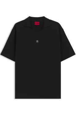 Structured cotton-blend polo shirt with Johnny collar