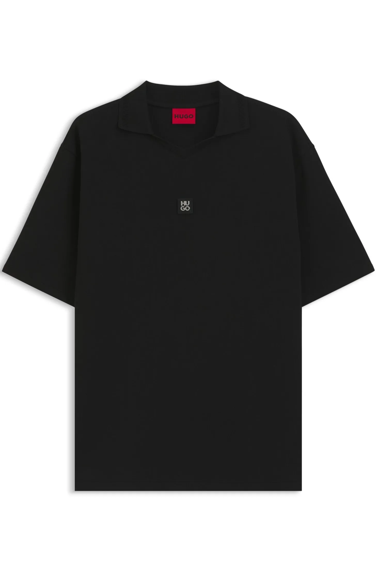 Structured cotton-blend polo shirt with Johnny collar