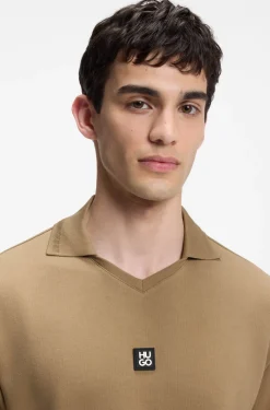 Structured cotton-blend polo shirt with Johnny collar