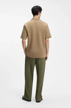 Structured cotton-blend polo shirt with Johnny collar