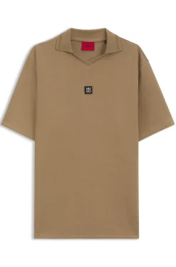 Structured cotton-blend polo shirt with Johnny collar