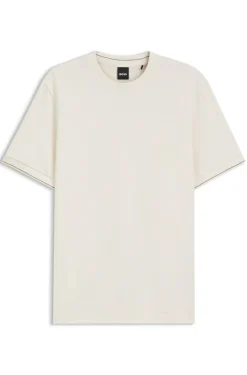 Structured-cotton T-shirt with cuff stripes